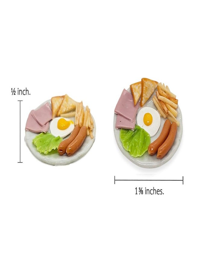 WitnyStore Tiny 1⅜" American Breakfast Hamburger Salmon and Steak 4 Pieces Set Realistic Mini Foods Hand Made Polymer Clay Food Meal Model Replica Dishes Decorative Collectible Figurine Décor Gifts - Image 3